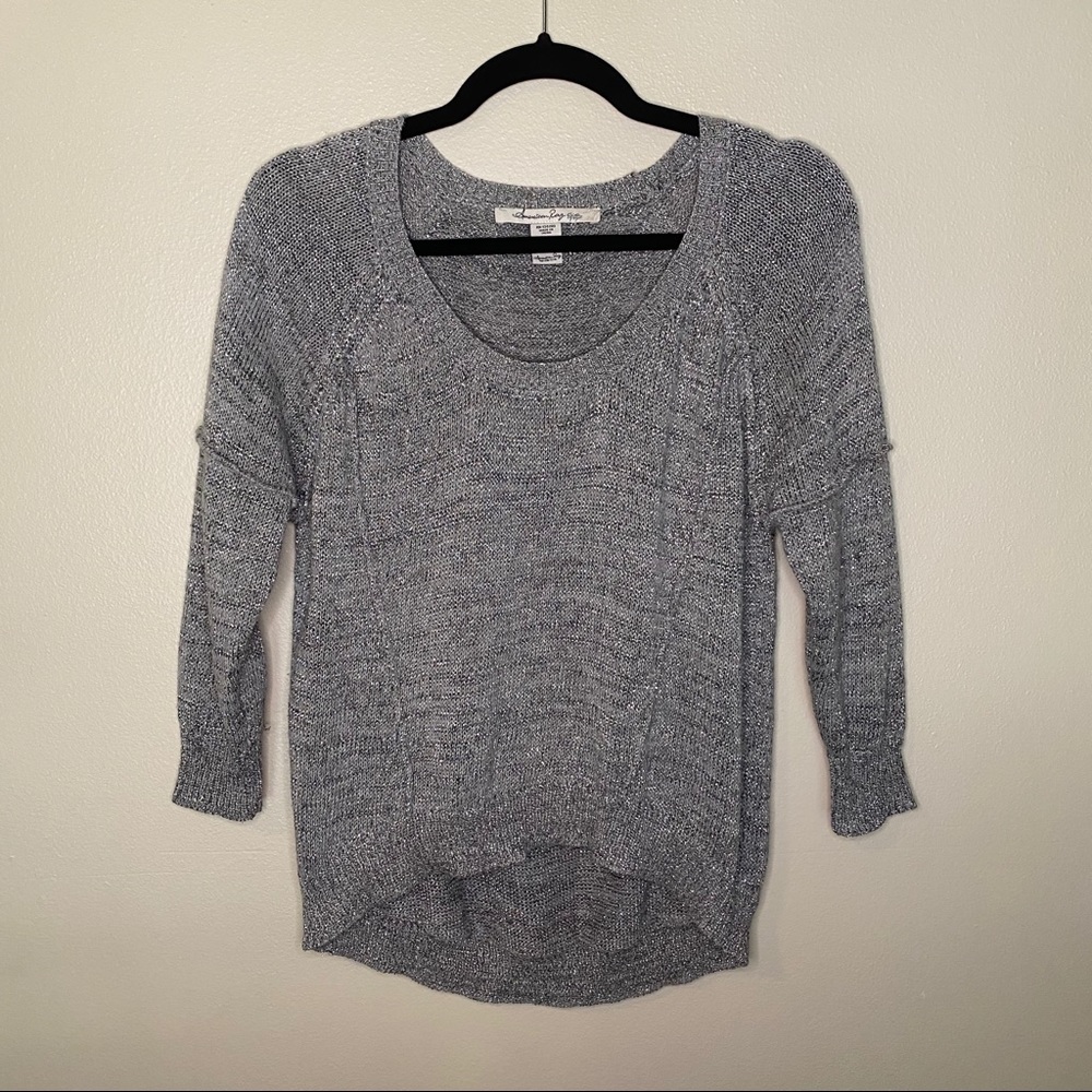 America Rag Silver 3/4 Sleeve Sweater Size Medium